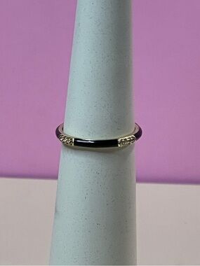 Pandora Black Enamel and Gold Accent Ring size 7 1/2